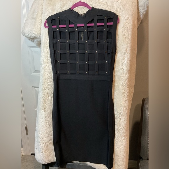 bebe Dresses & Skirts - Bebe bandage dress with gold studs